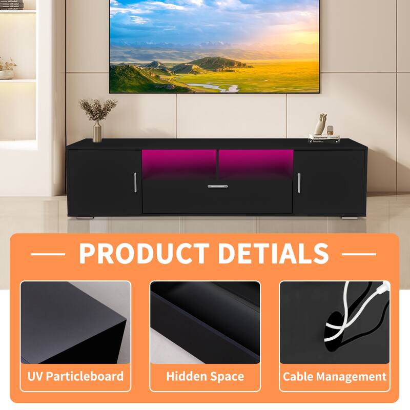 Modern LED TV Stand, Cable Management, Immersive LED Lights, Up to 75" TVs Bed Bath & Beyond